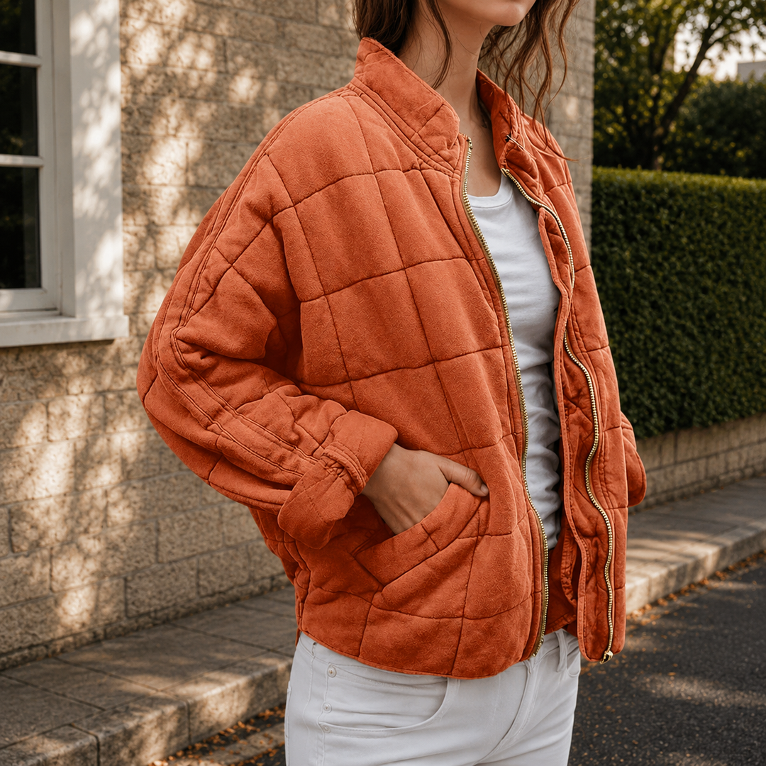 Rowan relaxed quilted jacket with stand collar – image 9