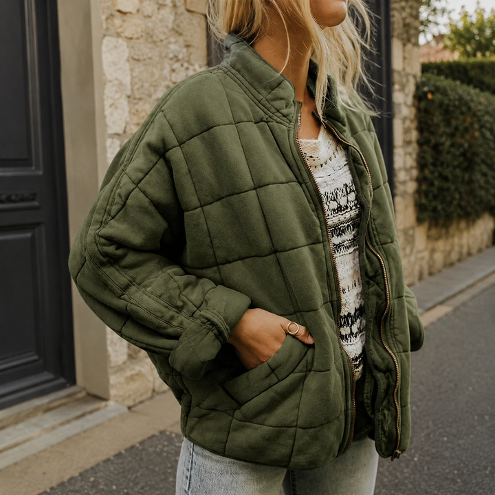 Rowan relaxed quilted jacket with stand collar