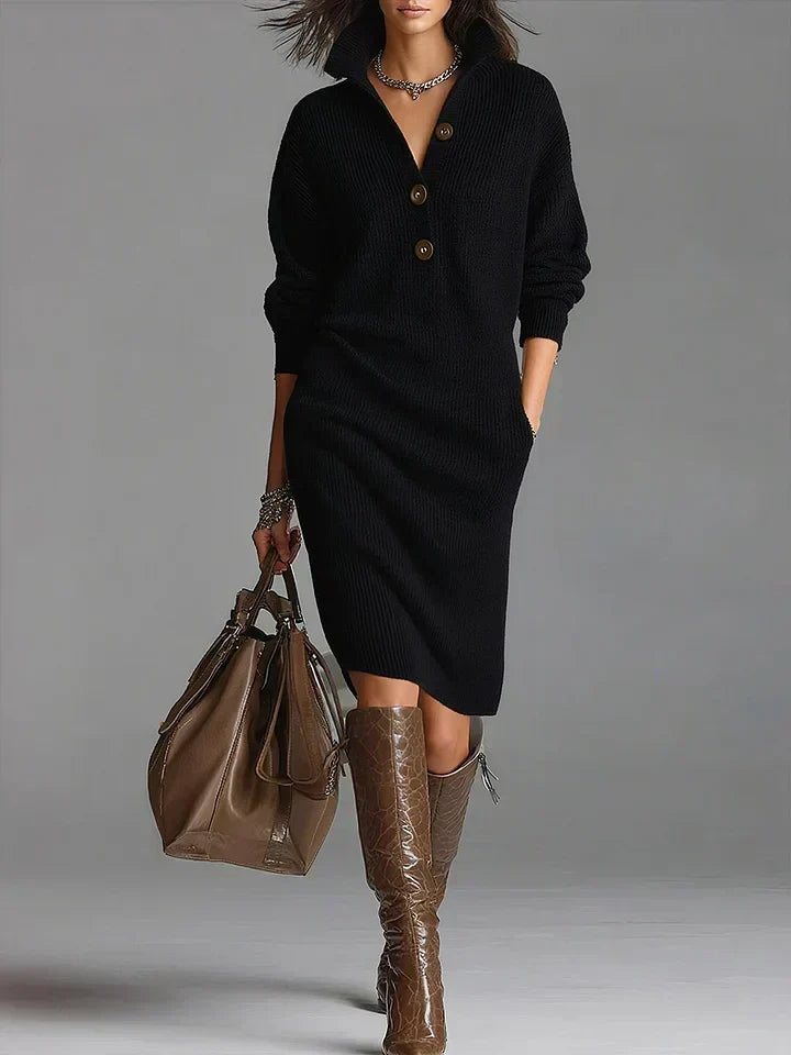 Damaris collared ribbed knit midi dress – image 4