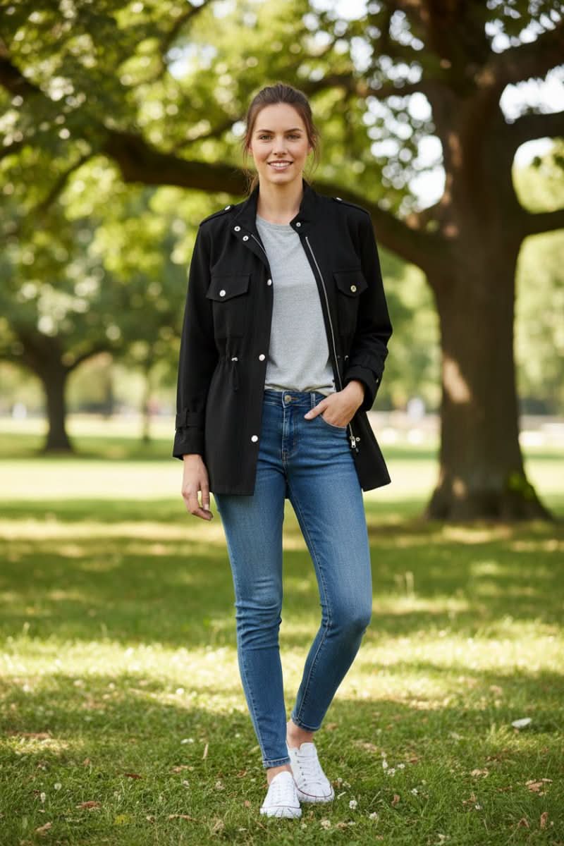 Lenna relaxed utility jacket with chest pockets – image 5