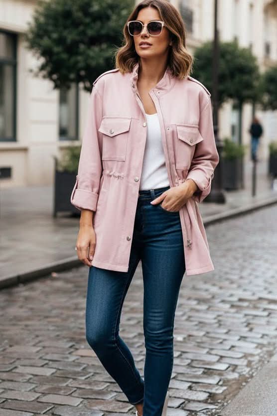 Lenna relaxed utility jacket with chest pockets – image 3