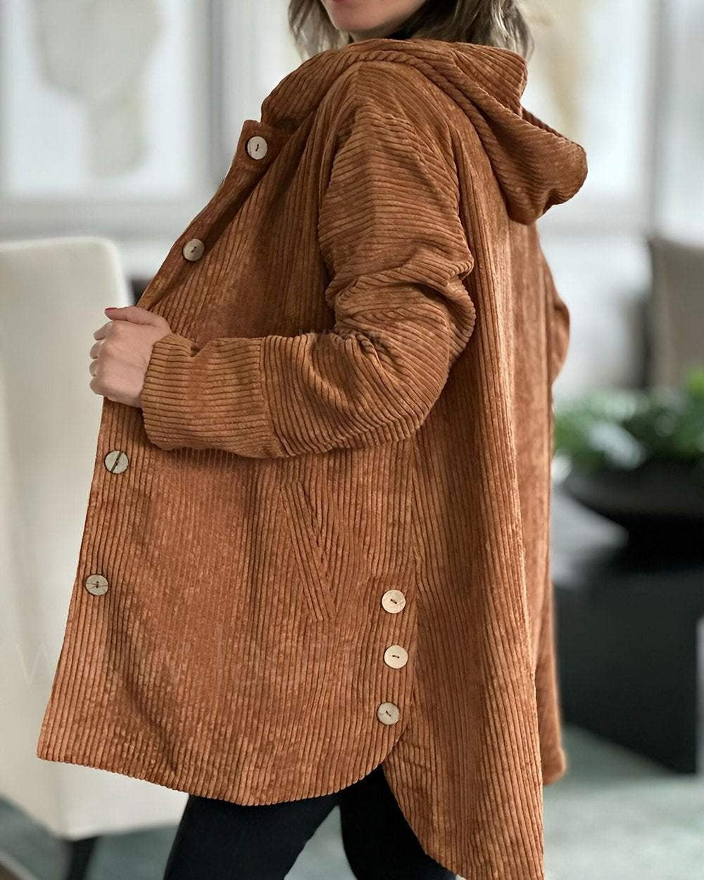 Hedda hooded corduroy jacket with patch pockets – image 2