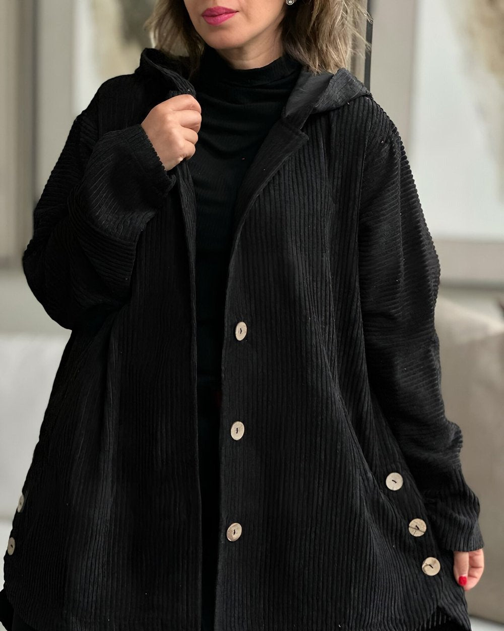 Hedda hooded corduroy jacket with patch pockets – image 4