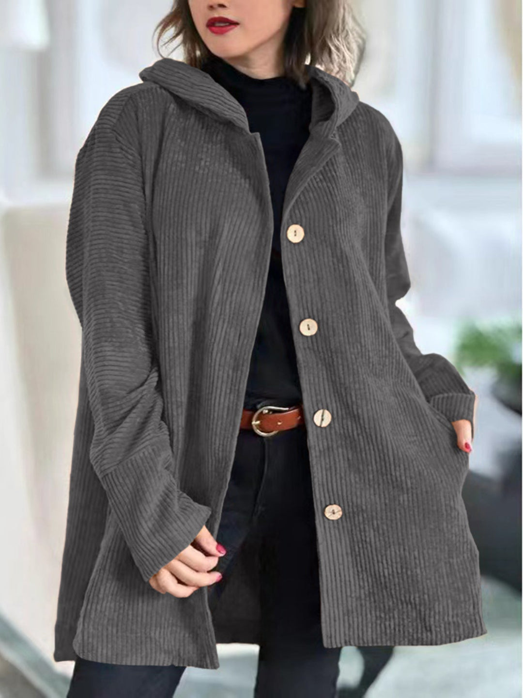Hedda hooded corduroy jacket with patch pockets – image 8