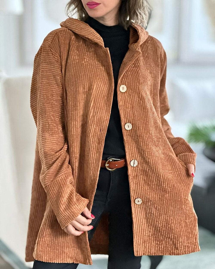 Hedda hooded corduroy jacket with patch pockets