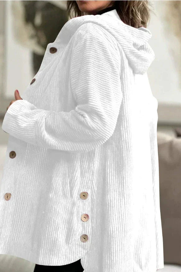 Wieke hooded corduroy jacket with wooden buttons – image 10