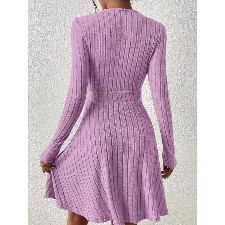 Norunn ribbed knit long sleeve wrap mini dress – image 2