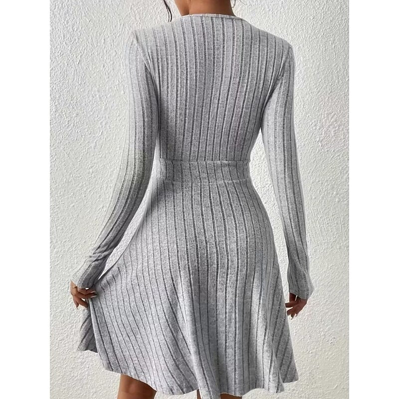 Norunn ribbed knit long sleeve wrap mini dress – image 4