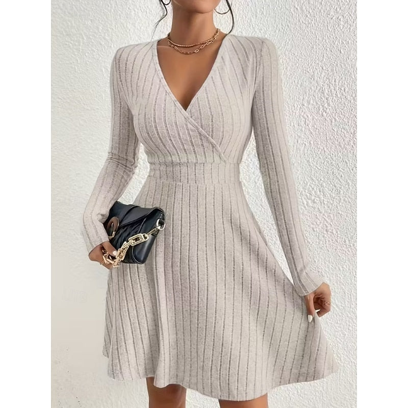 Norunn ribbed knit long sleeve wrap mini dress – image 5
