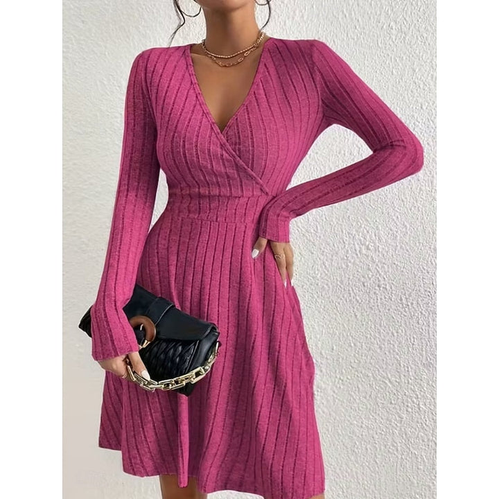Norunn ribbed knit long sleeve wrap mini dress – image 6