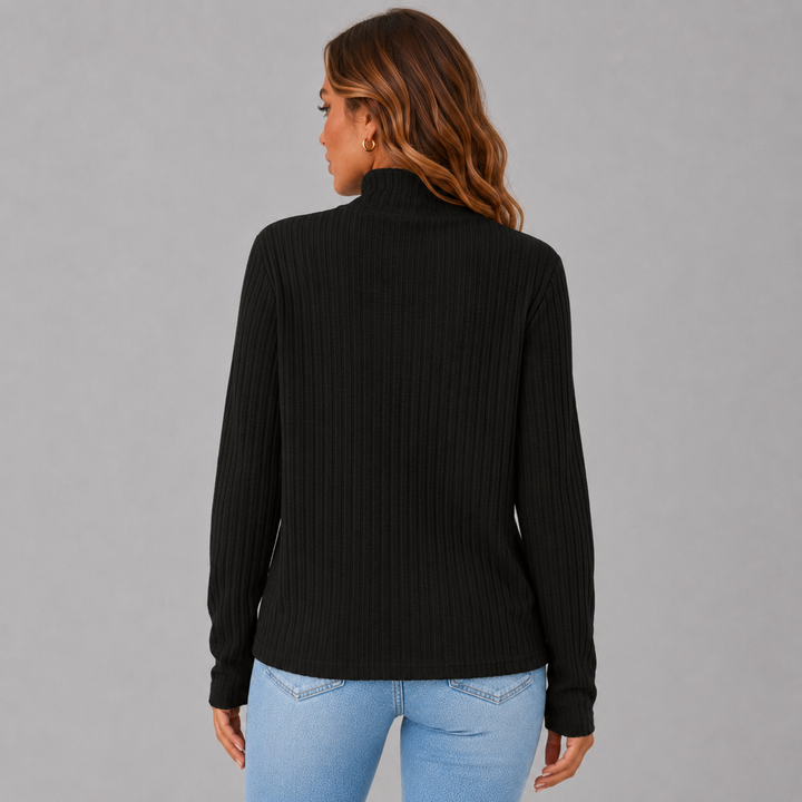 Ulrika ribbed roll neck jumper with side buttons – image 10