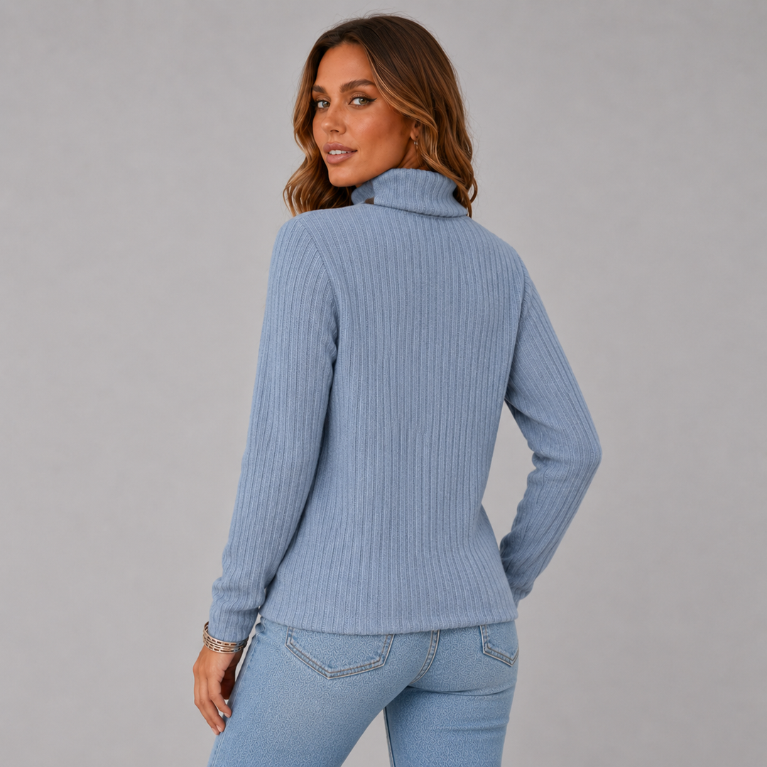 Ulrika ribbed roll neck jumper with side buttons – image 13