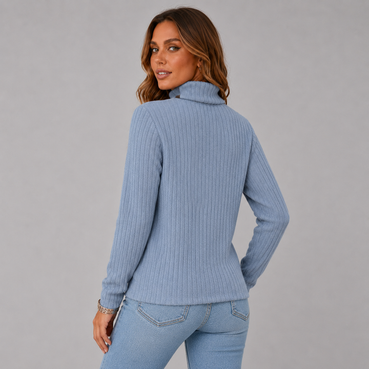 Ulrika ribbed roll neck jumper with side buttons – image 13