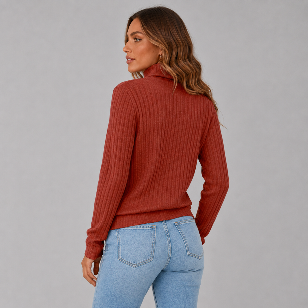 Ulrika ribbed roll neck jumper with side buttons – image 6