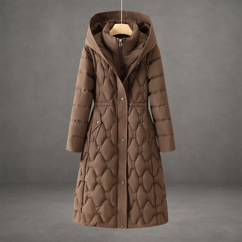Cressida Elegant Longline Hooded Puffer Coat - image 3