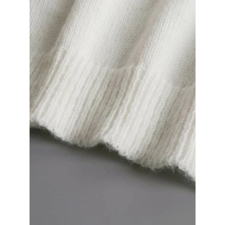 Roswitha white ruffle cardigan, detail