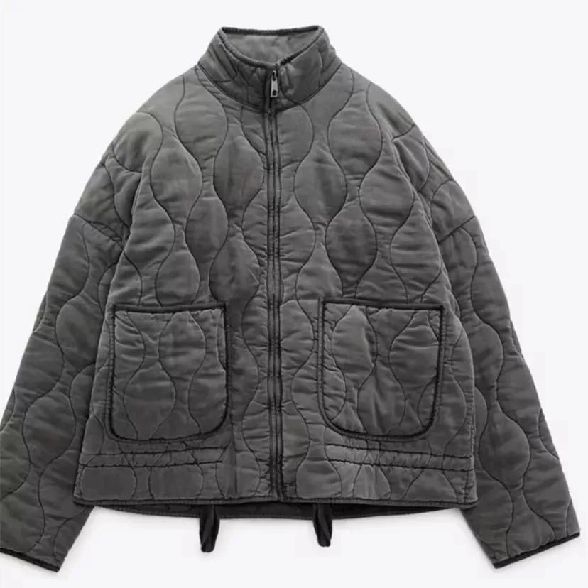 Agatha quilted jacket with high collar and patch pockets – image 7