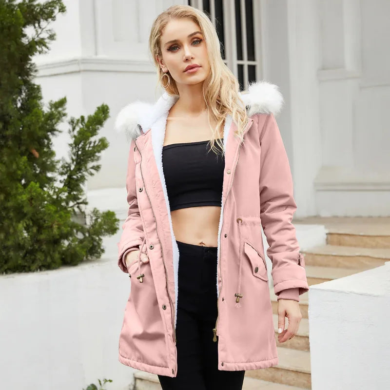 Anneke hooded parka in wine red