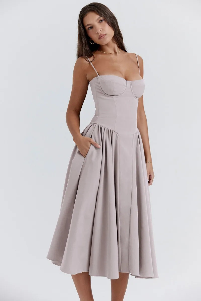 Lisette strapless corset midi dress – image 25