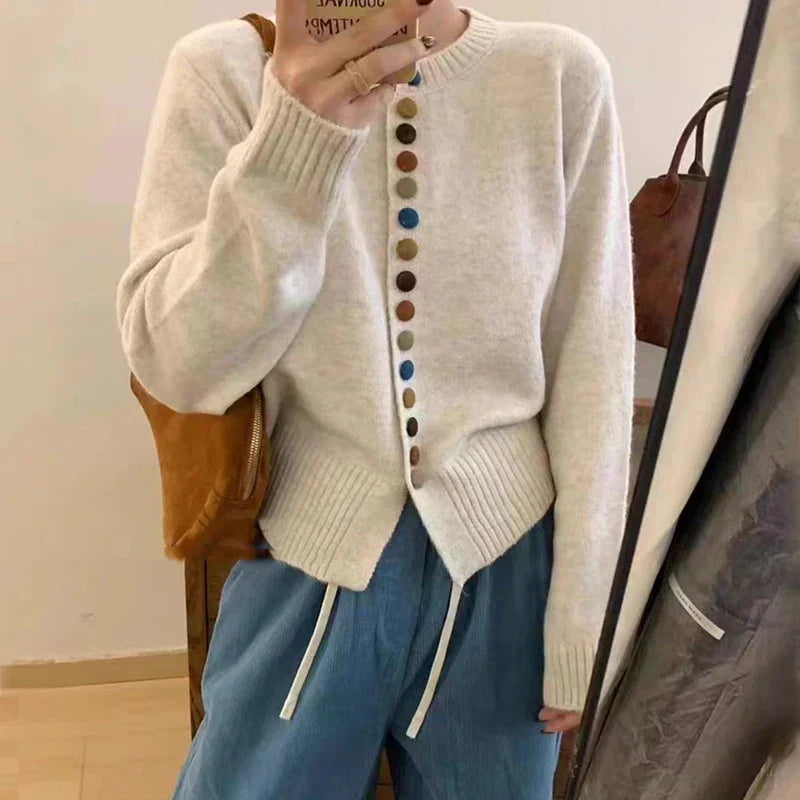 Sioned crew neck button cardigan – image 2