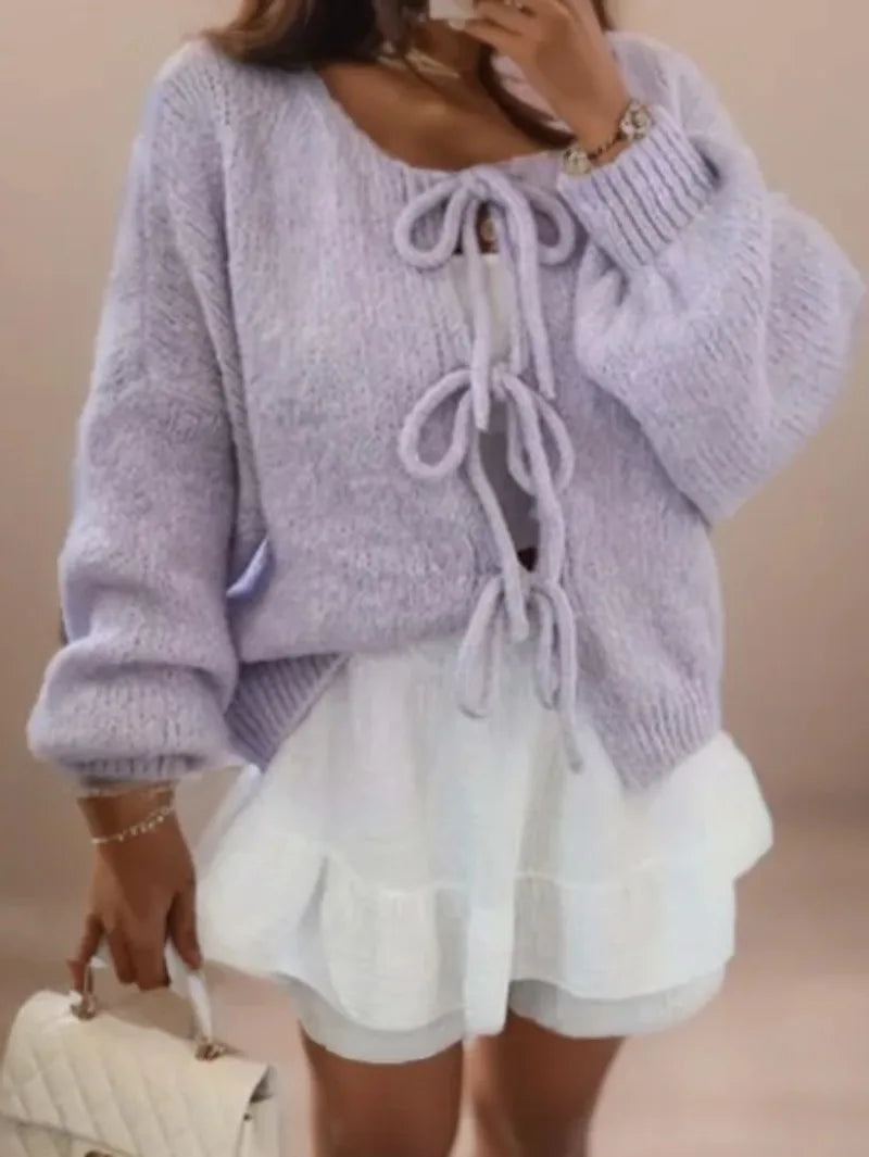 Elira soft knit cardigan in lilac