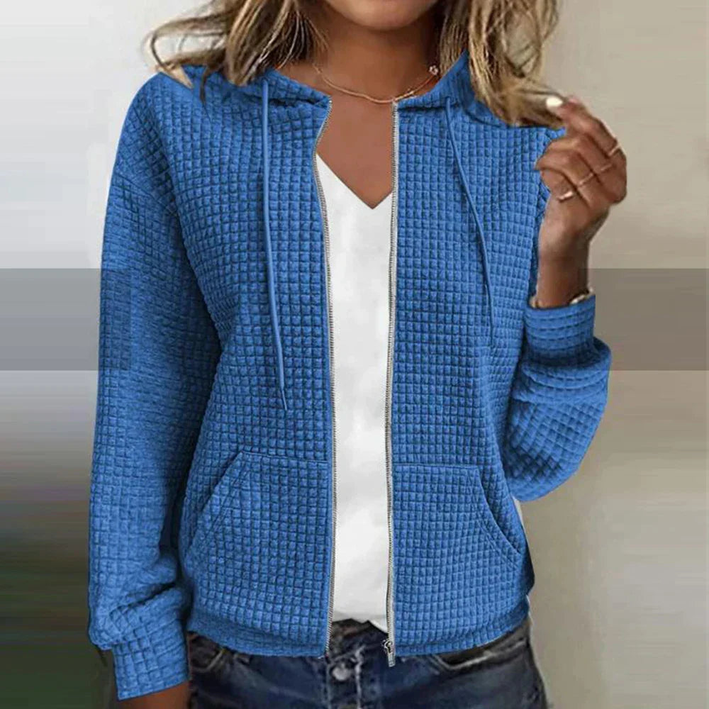 Alice textured knit hooded jacket with zip – image 3