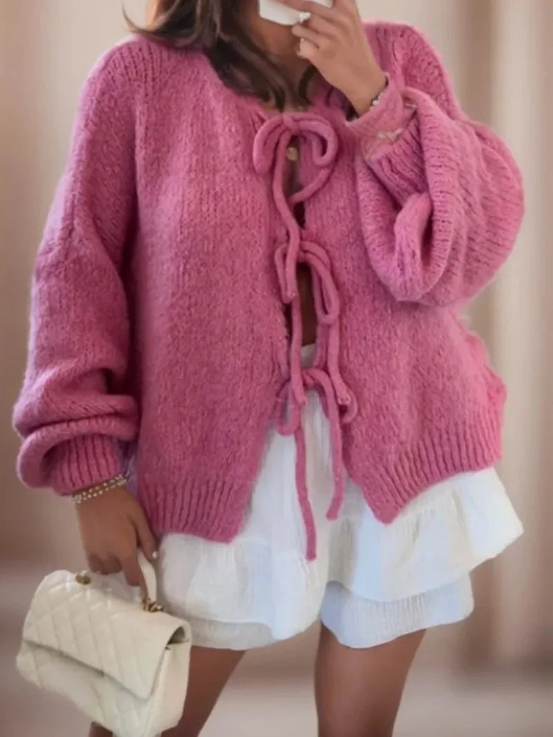 Elira soft knit cardigan in khaki