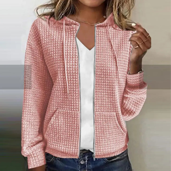 Alice textured knit hooded jacket with zip