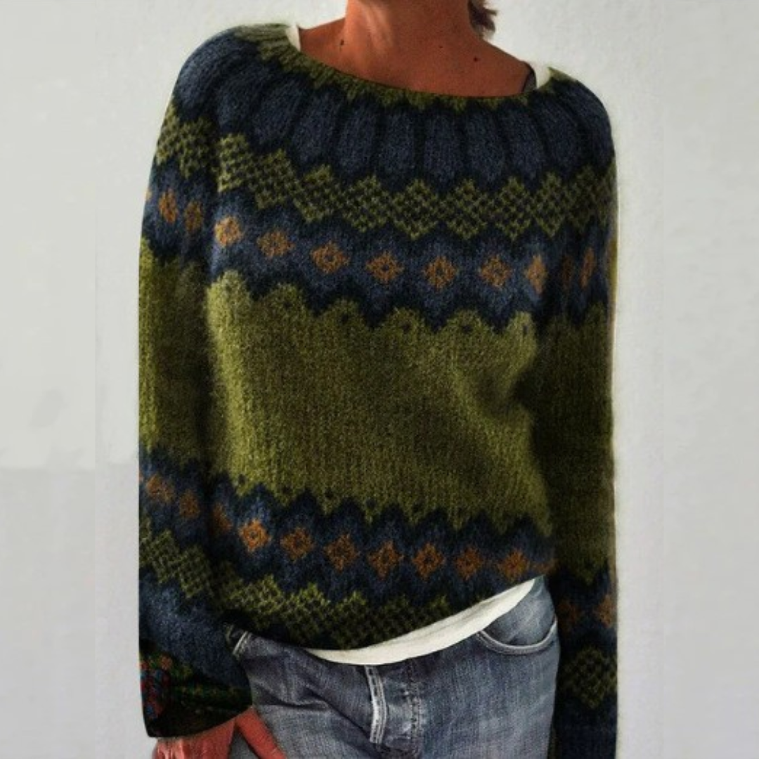 Lowri Elegant Fair Isle Yoke Knit Jumper - image 4