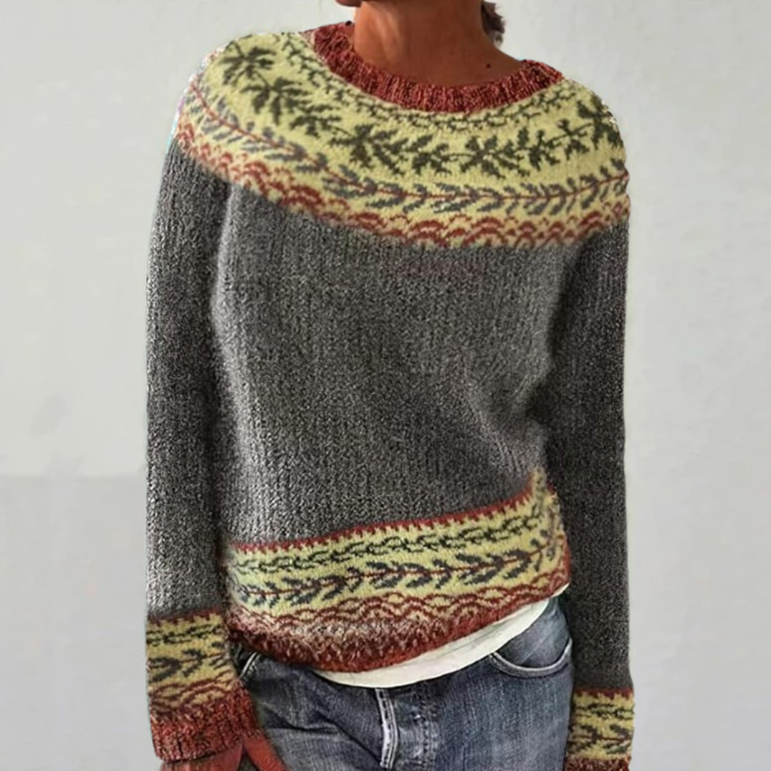 Lowri Elegant Fair Isle Yoke Knit Jumper