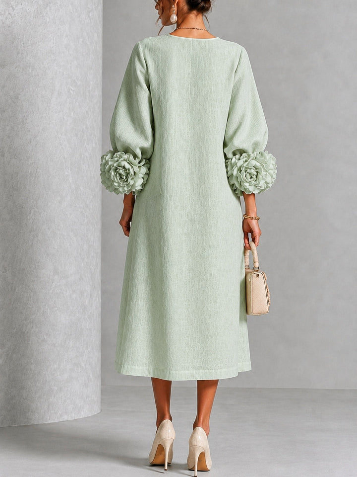 Allira textured a line wedding guest midi dress – image 3