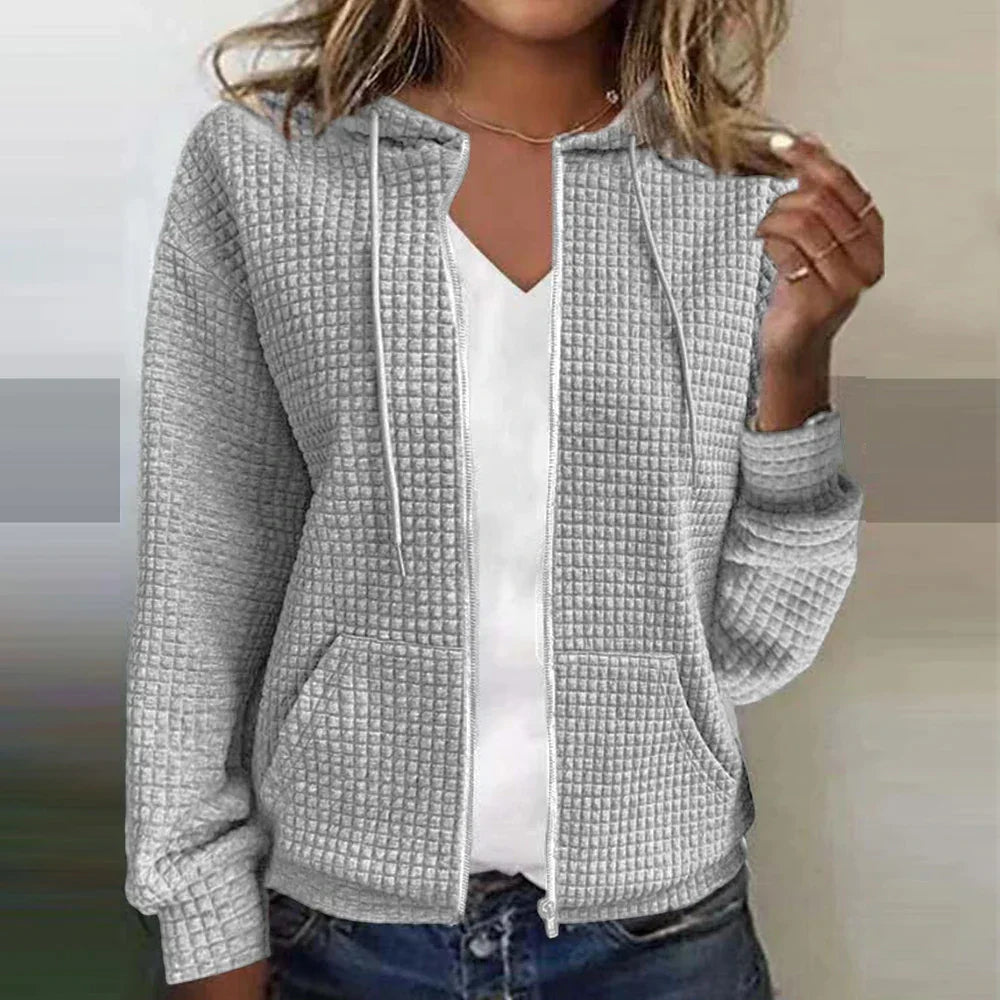 Alice textured knit hooded jacket with zip – image 4