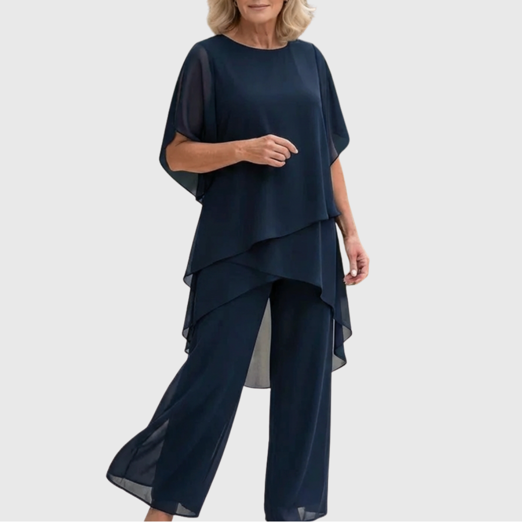 Chiara draped top and palazzo trouser set