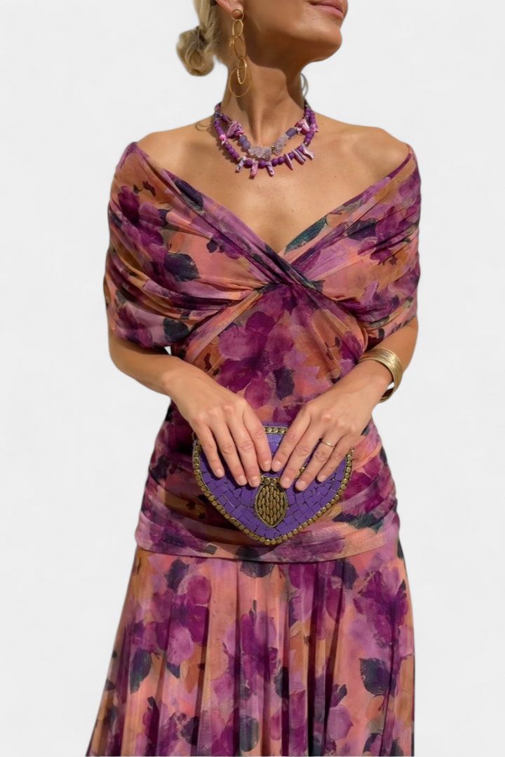 Evangeline Elegant Flowing V Neck Maxi Dress - image 4