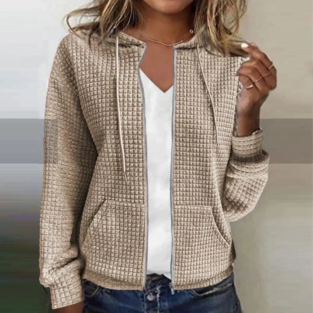 Alice textured knit hooded jacket with zip – image 2