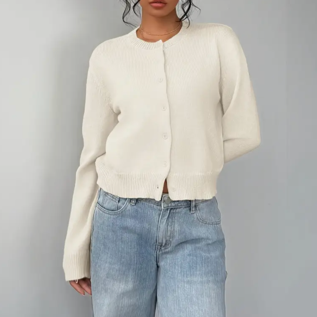Talia soft cropped knit cardigan – image 2