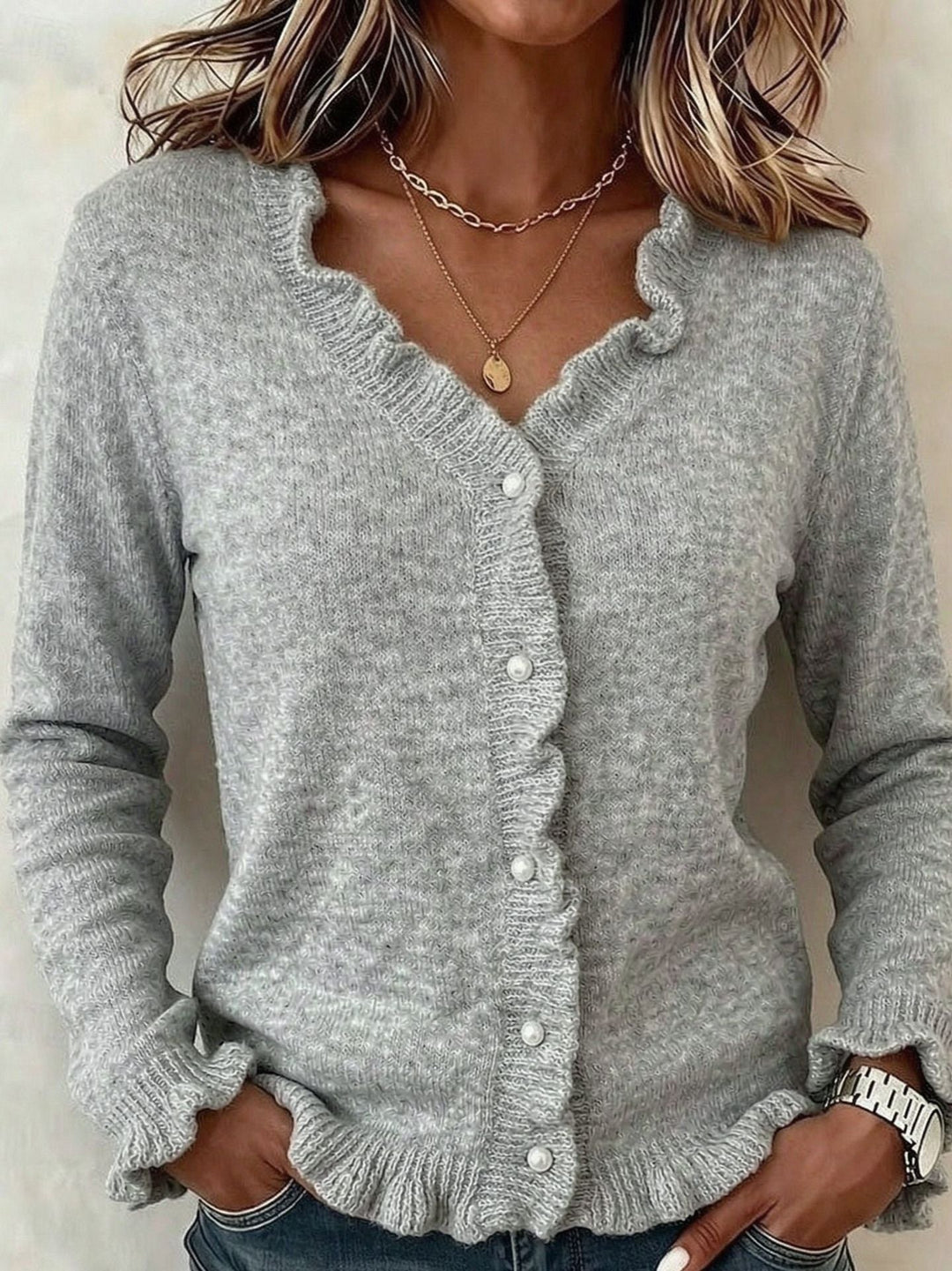 Amelie knit cardigan with frill trim – image 5