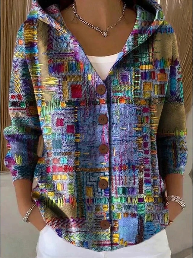 Alfhild artistic print hooded cardigan