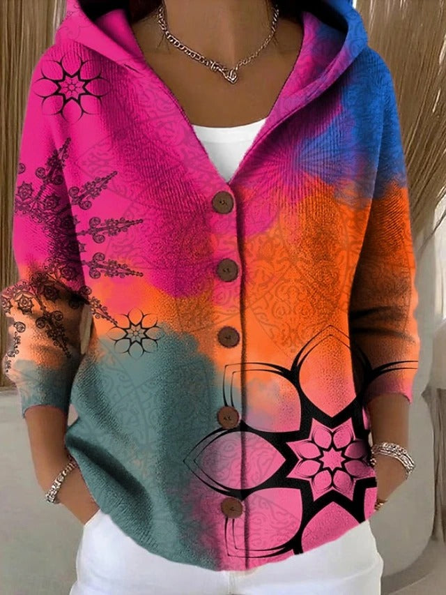 Alfhild artistic print hooded cardigan – image 2