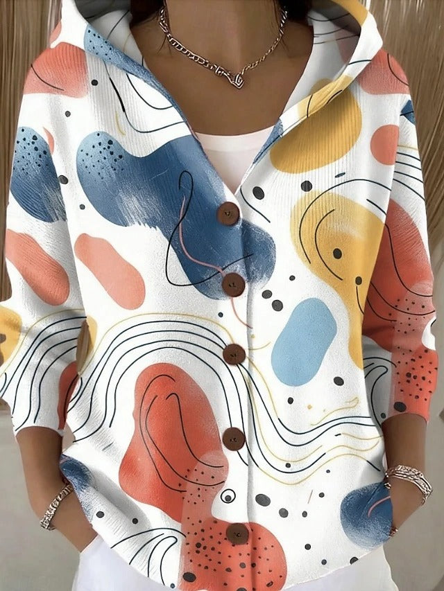 Alfhild artistic print hooded cardigan – image 4