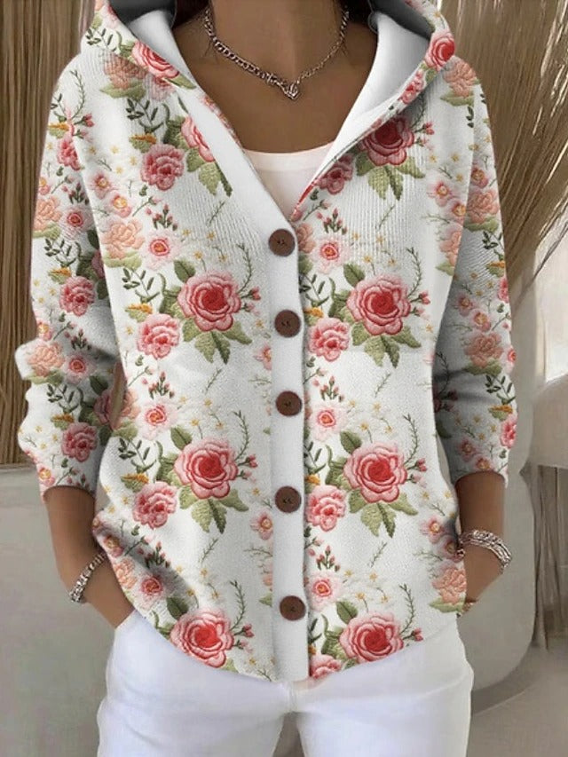 Alfhild artistic print hooded cardigan – image 6