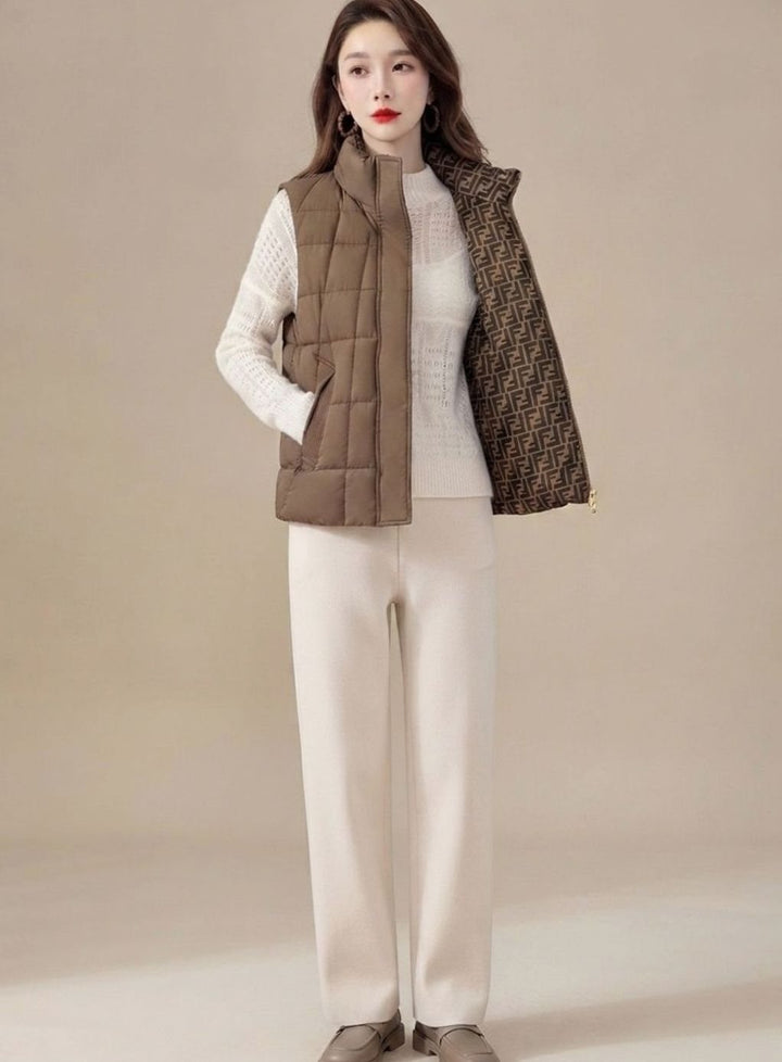 Asa quilted high neck gilet with side pockets – image 3