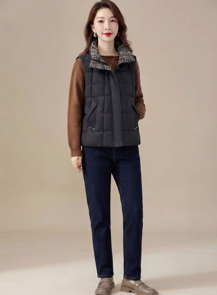 Asa quilted high neck gilet with side pockets – image 4