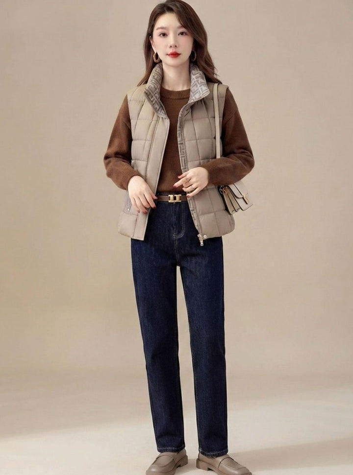 Asa quilted high neck gilet with side pockets – image 5