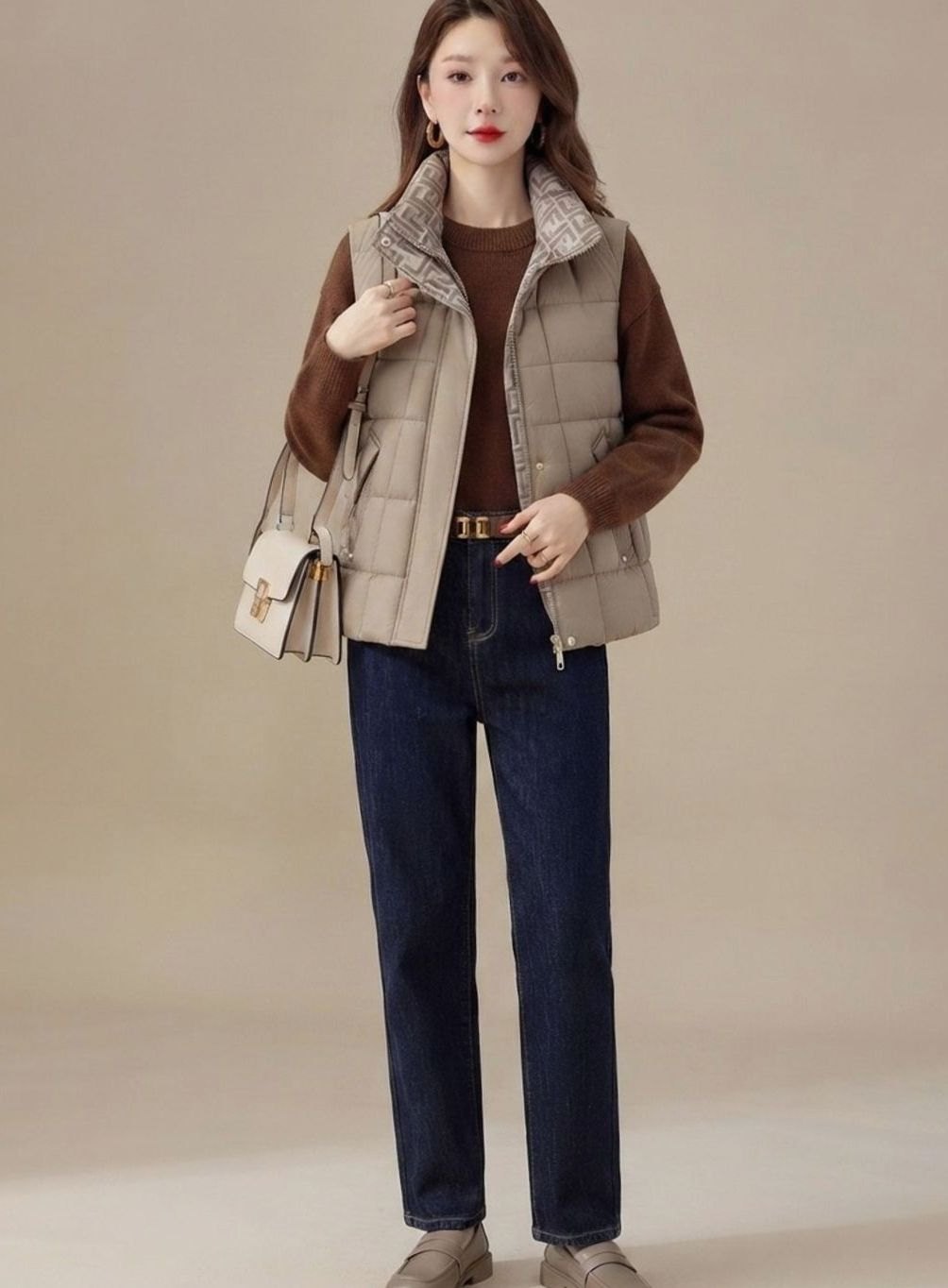 Asa quilted high neck gilet with side pockets – image 7