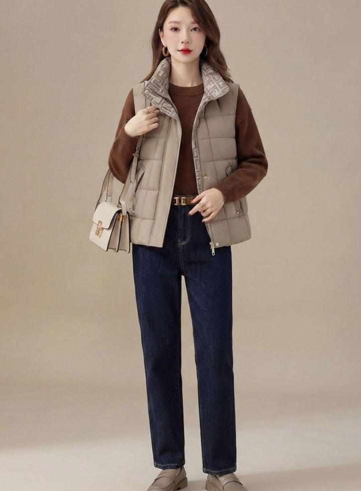 Asa quilted high neck gilet with side pockets – image 7