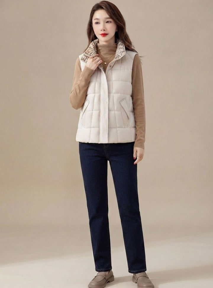 Asa quilted high neck gilet with side pockets – image 8