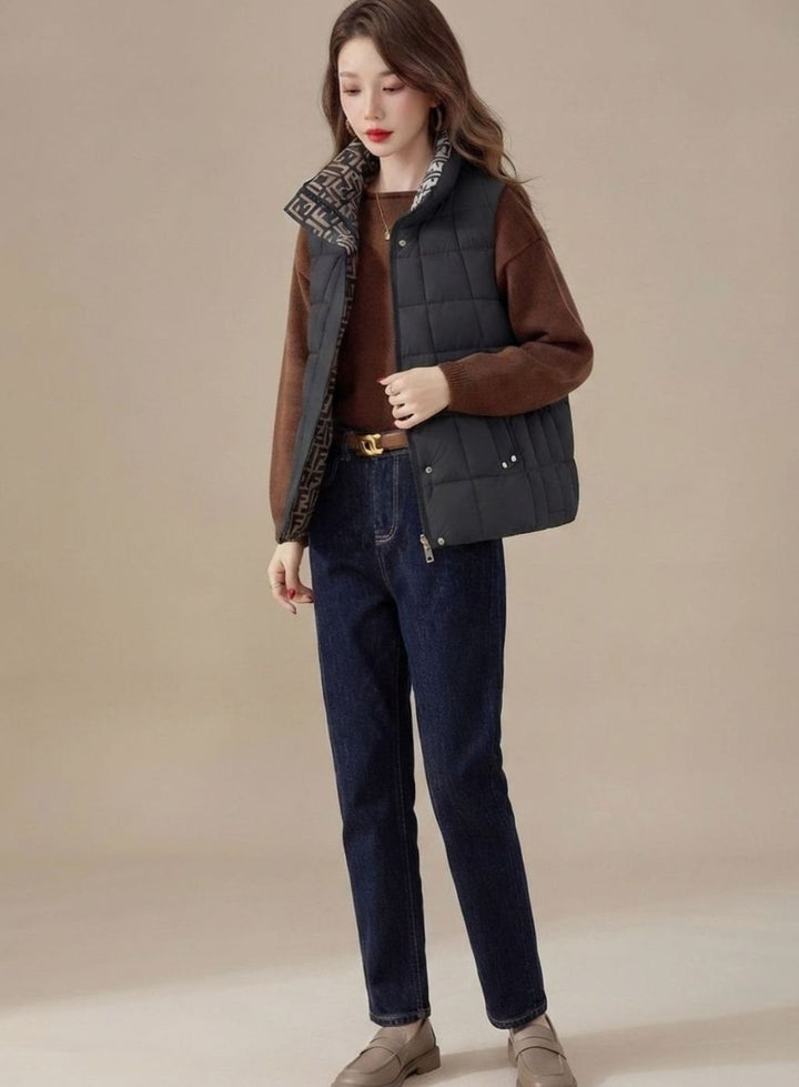 Asa quilted high neck gilet with side pockets – image 9
