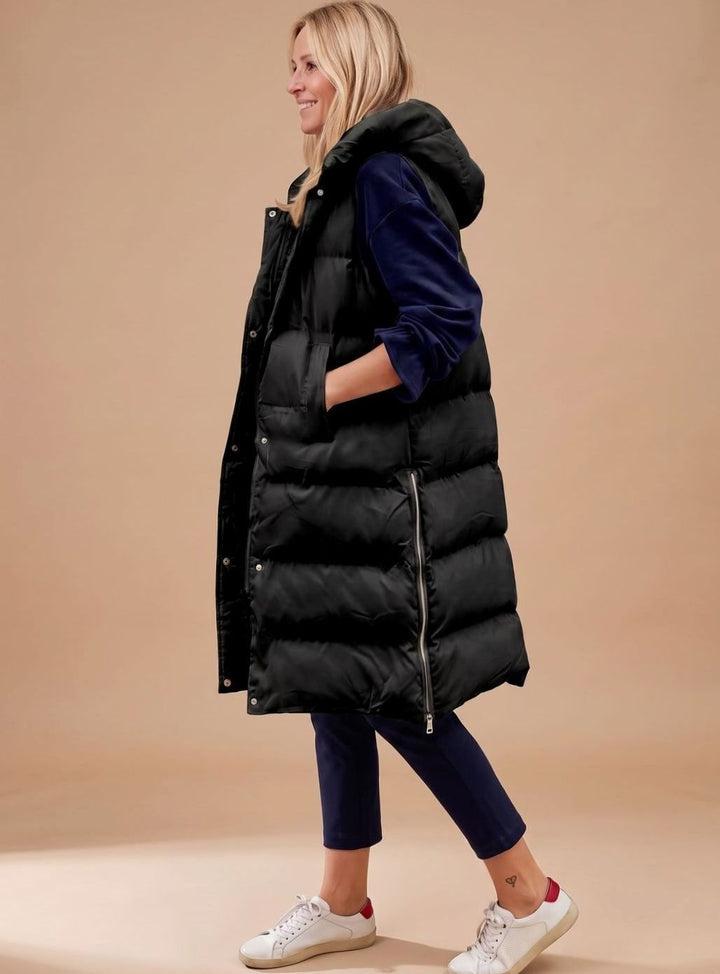 Abigail knee length hooded quilted gilet – image 3