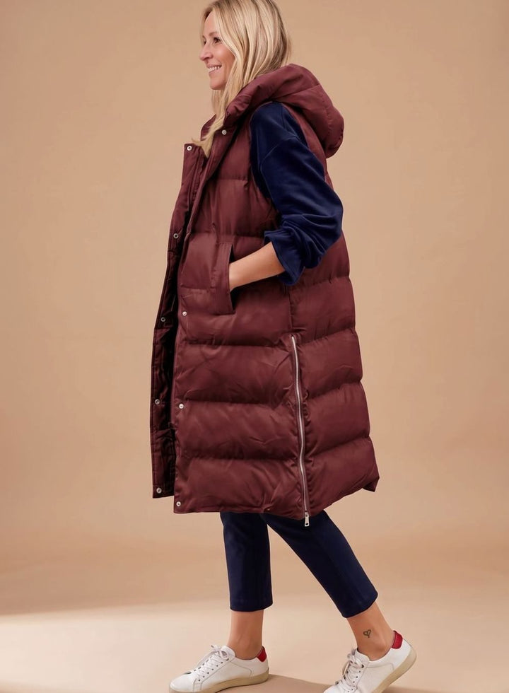 Abigail knee length hooded quilted gilet – image 5